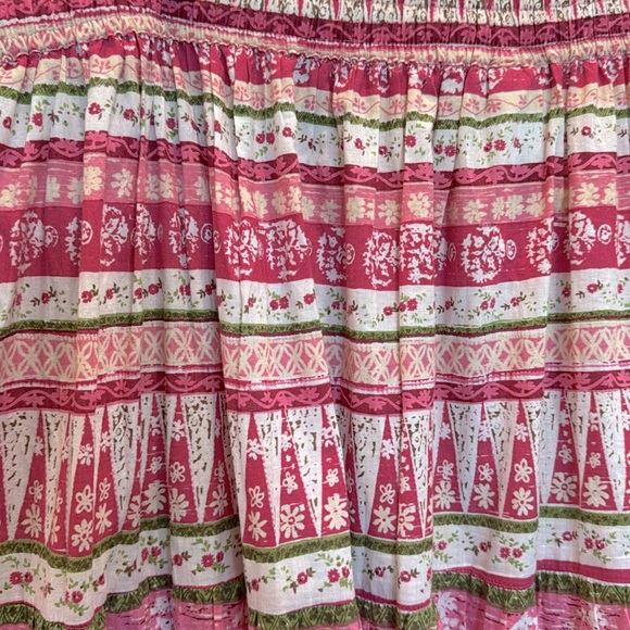 Liz & Me Pink Floral Boho Tiered Maxi Skirt, Elastic Tie Waist- size 0X 14-16W - Picture 4 of 10